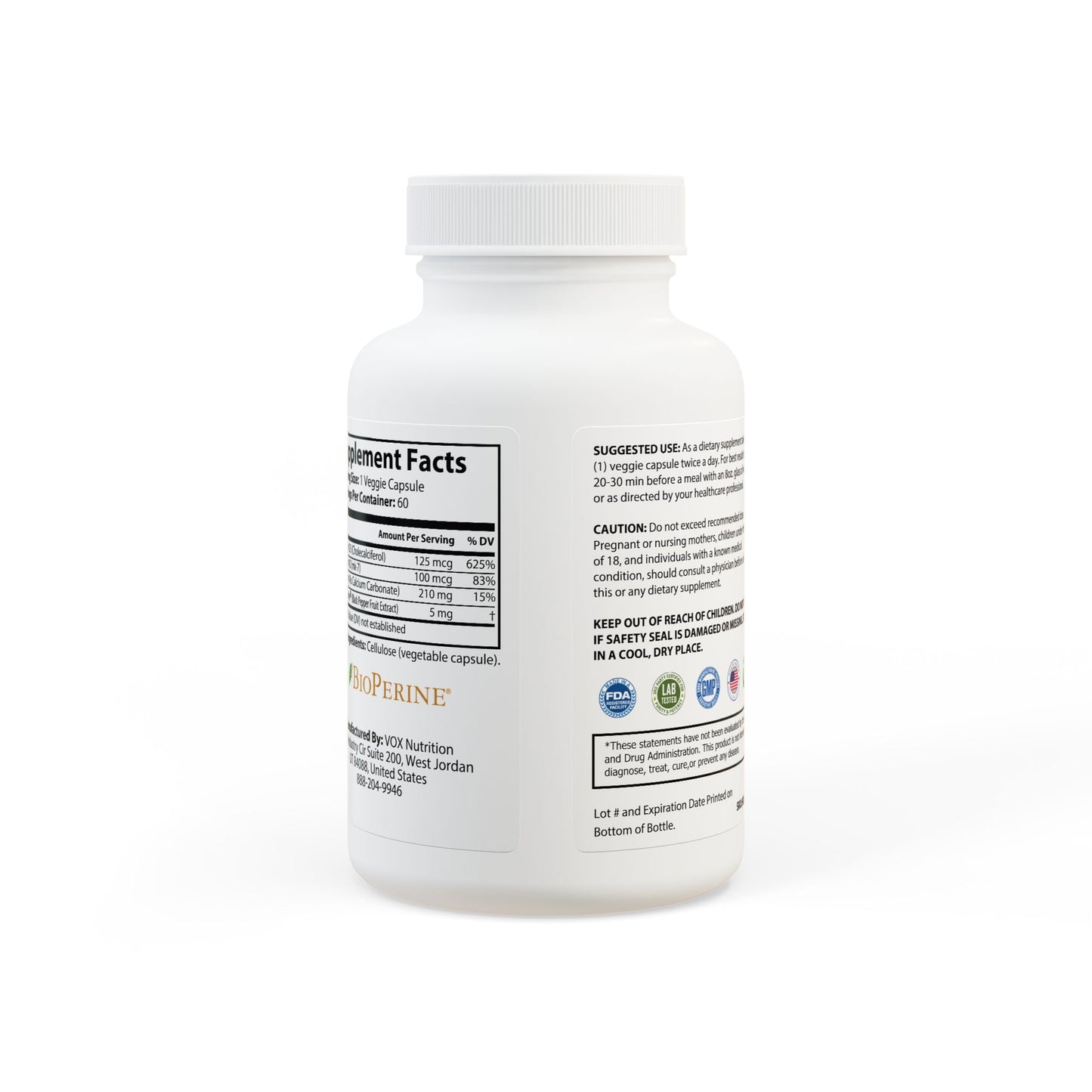 Vitamin D3 + K2 (60 Capsules)